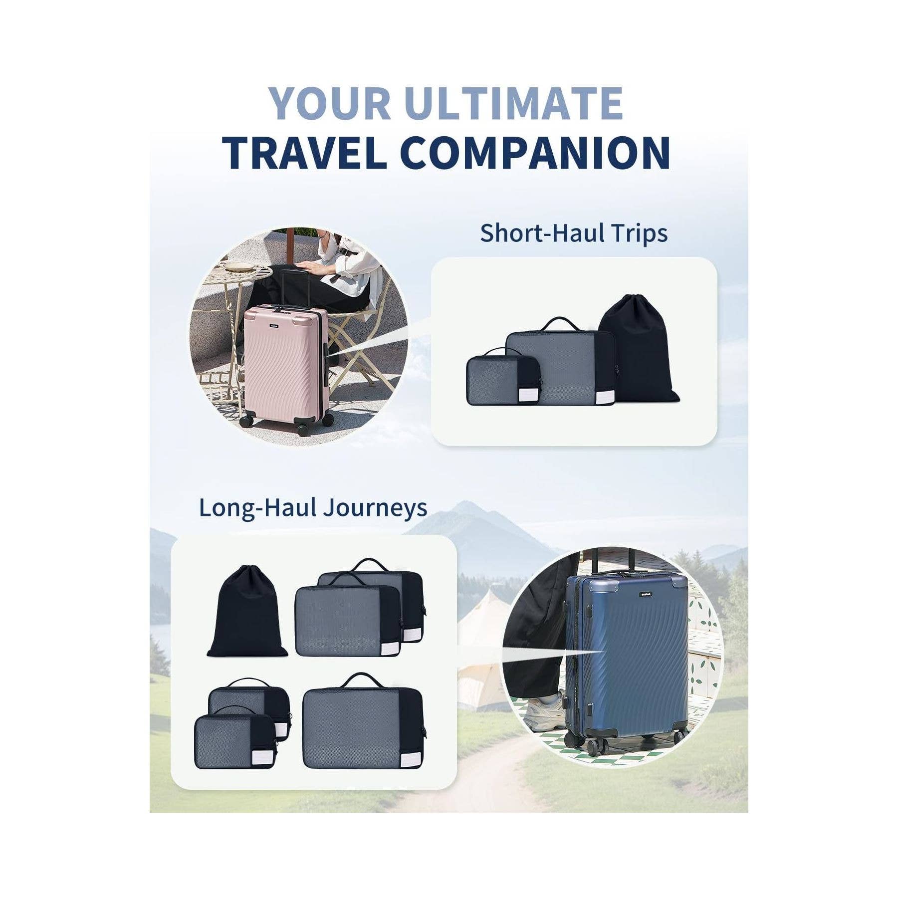 wandf – Engroshandel Pakkeemballage – 6 stk. kuffertorganisatorposer med mærke til rejsetilbehør8