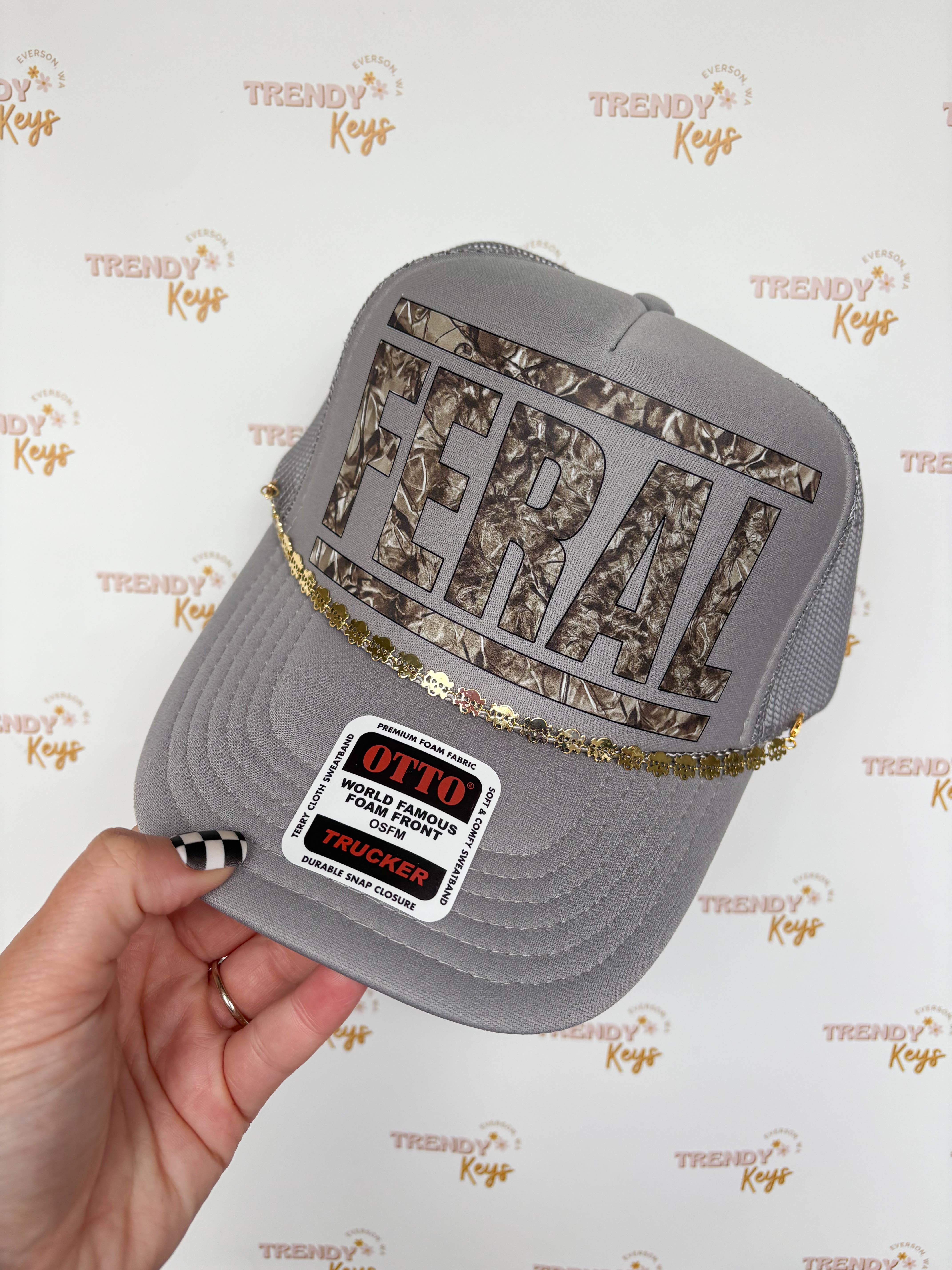 TrendyKeys - Wholesale Trucker Hat - Women's - Feral in Camo Trucker Hat