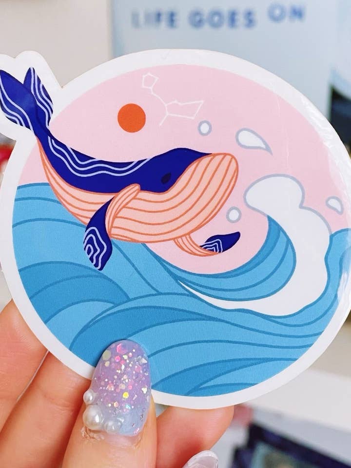 “Cetus” Whale Transparent Sticker for wholesale by Prismono