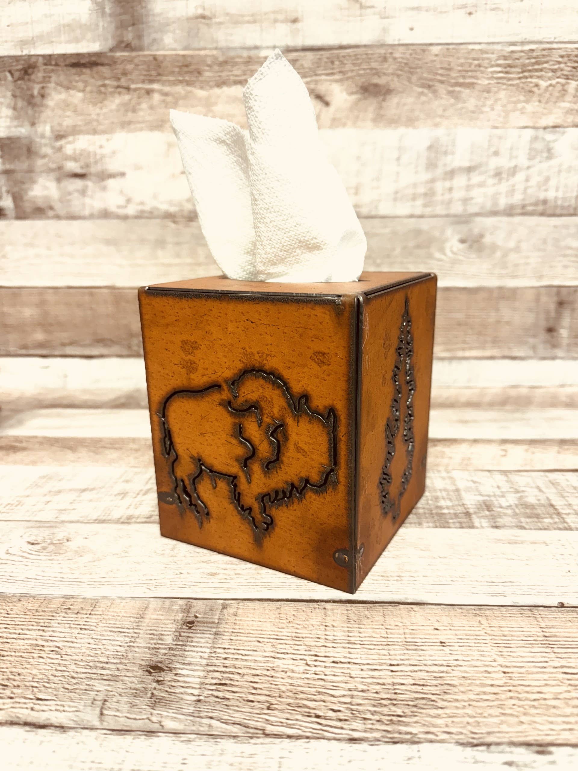 Universal Ironworks USA – Engroshandel Tissueboks – Buffalo og Fyrretræ Kleenex Boks Holder Vævsholder Metal0