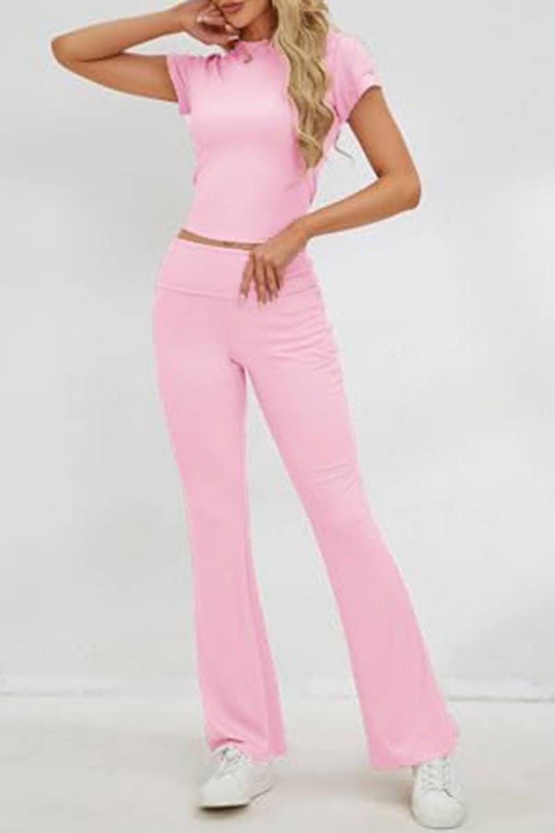 NINEXIS - Wholesale Top & Pant Set (NOT Loungewear) - Women's - CWSTB0449_Round Neck Short Sleeve and Pants set1