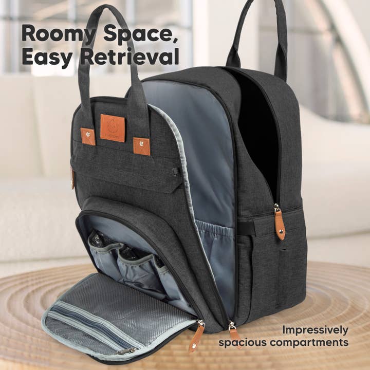 Charcoal KeaBabies Rove Diaper Backpack for wholesale on Faire
