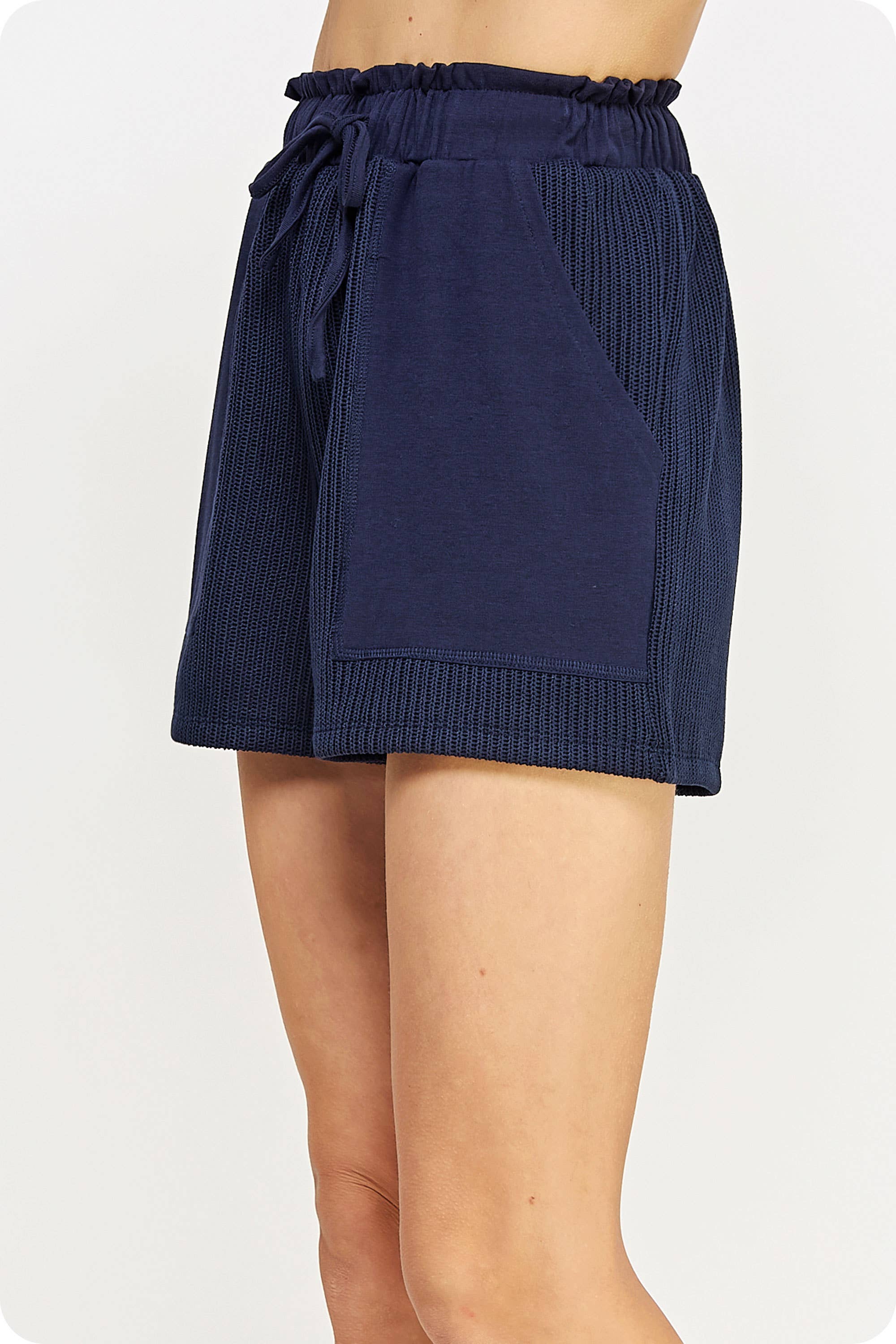 Strut & Bolt - Wholesale Shorts - Women's - Mixed Media Detail Knit Shorts2