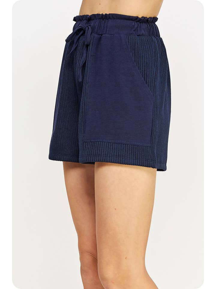 Strut & Bolt - Wholesale Shorts - Women's - Mixed Media Detail Knit Shorts2