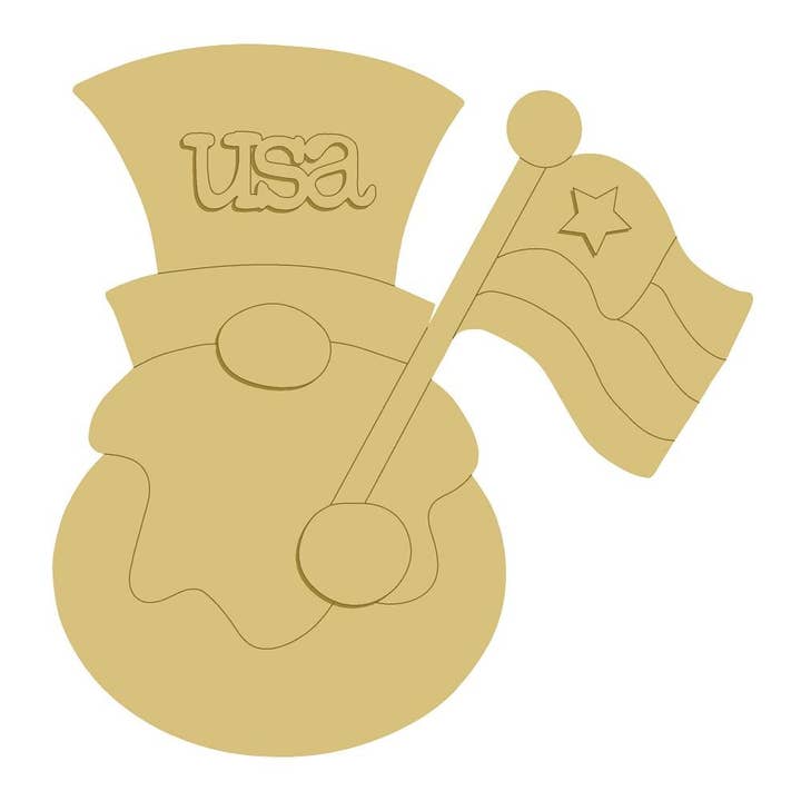 3D USA Gnome Unfinished Wood Cutout Style 1 for wholesale by Diverse Woodworking