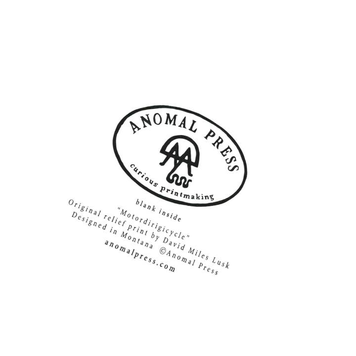 Anomal Press - Wholesale Everyday Greeting Card - Motordirigicycle Linocut relief print greeting card4