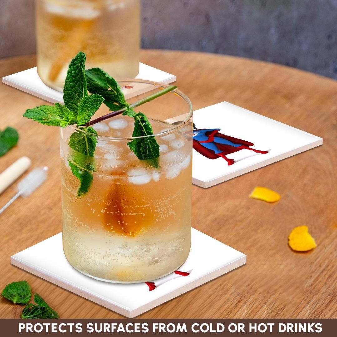 3dRose - Wholesale Coasters - 3dRose, Super Hero Woman Covid 19 Fighter, Face Mask Image, 3DRAMM, Coaster2