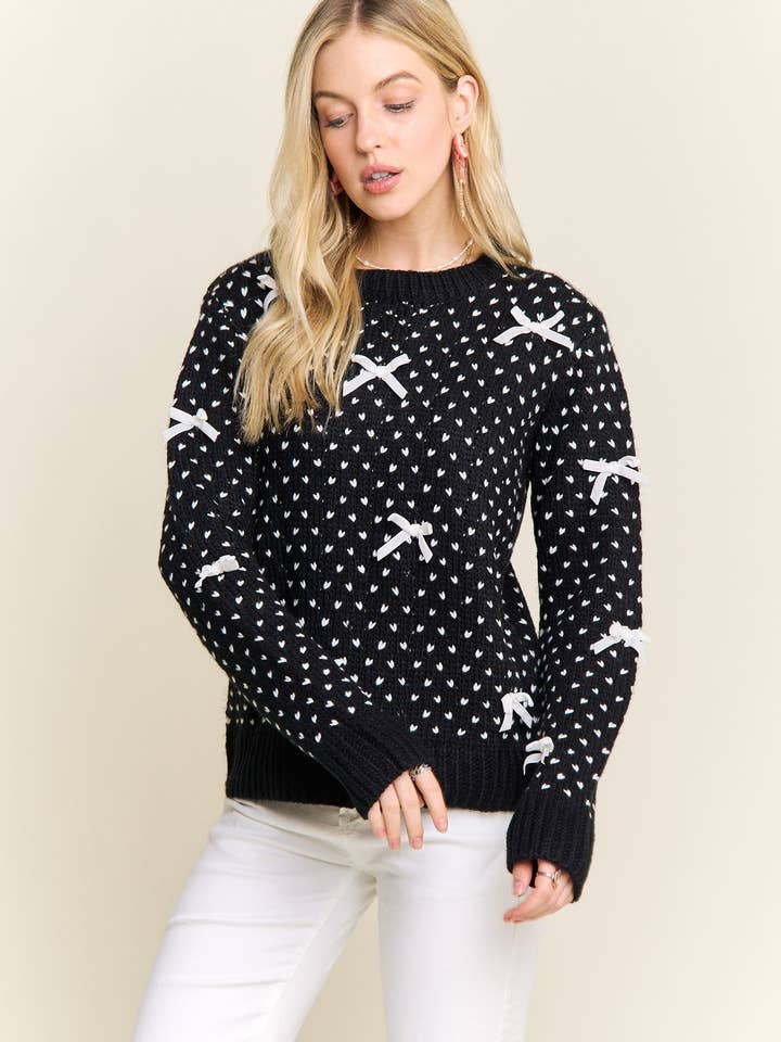 ADORA LA - Wholesale Knit Sweater - Women's - CESW4122-KNIT SWEATER WITH BOW ACCENTS23