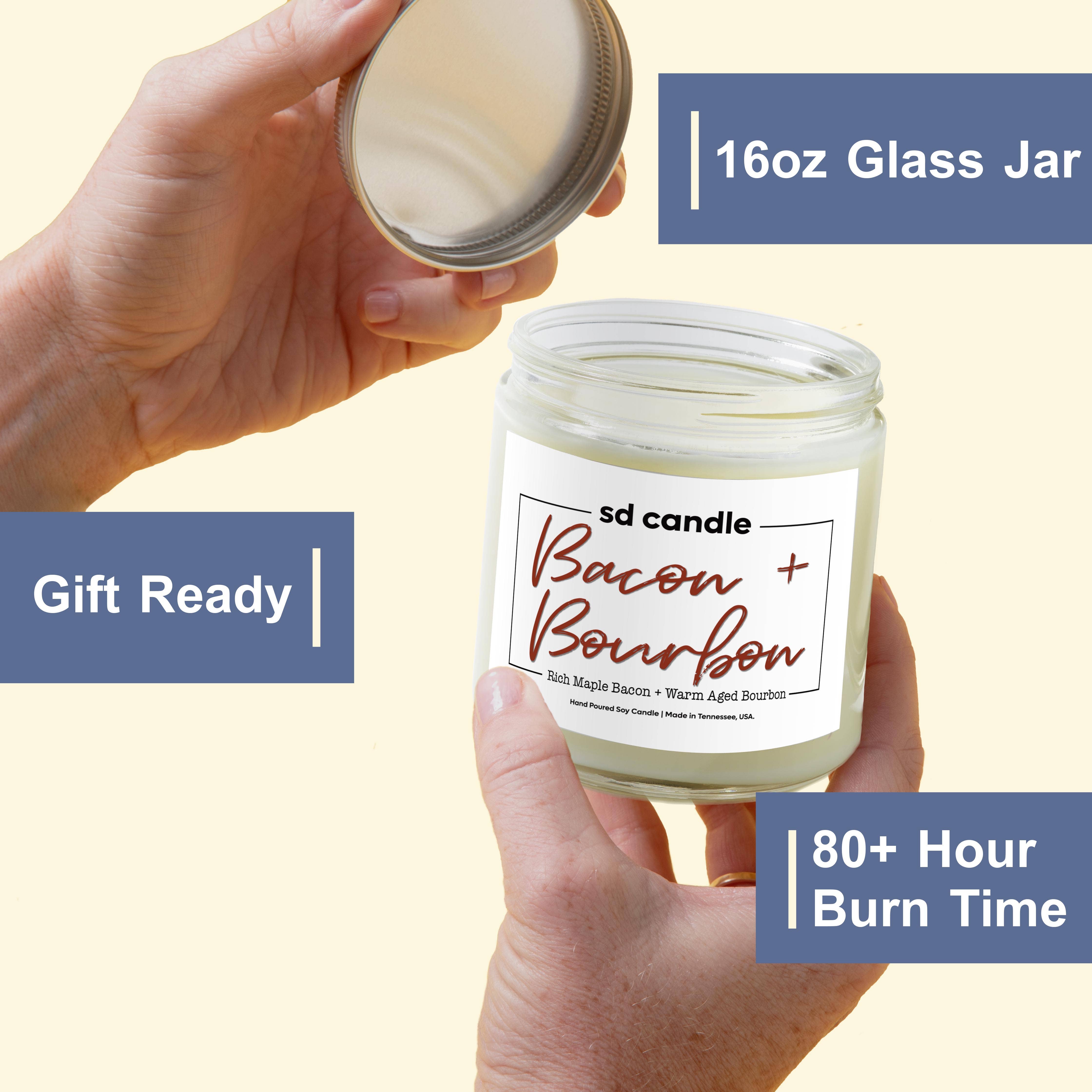 Silver Dollar Candleworks LLC - Wholesale Jar/Filled Candle - Bacon & Bourbon Scented Candle - 9/16oz Glass Jar Candle4