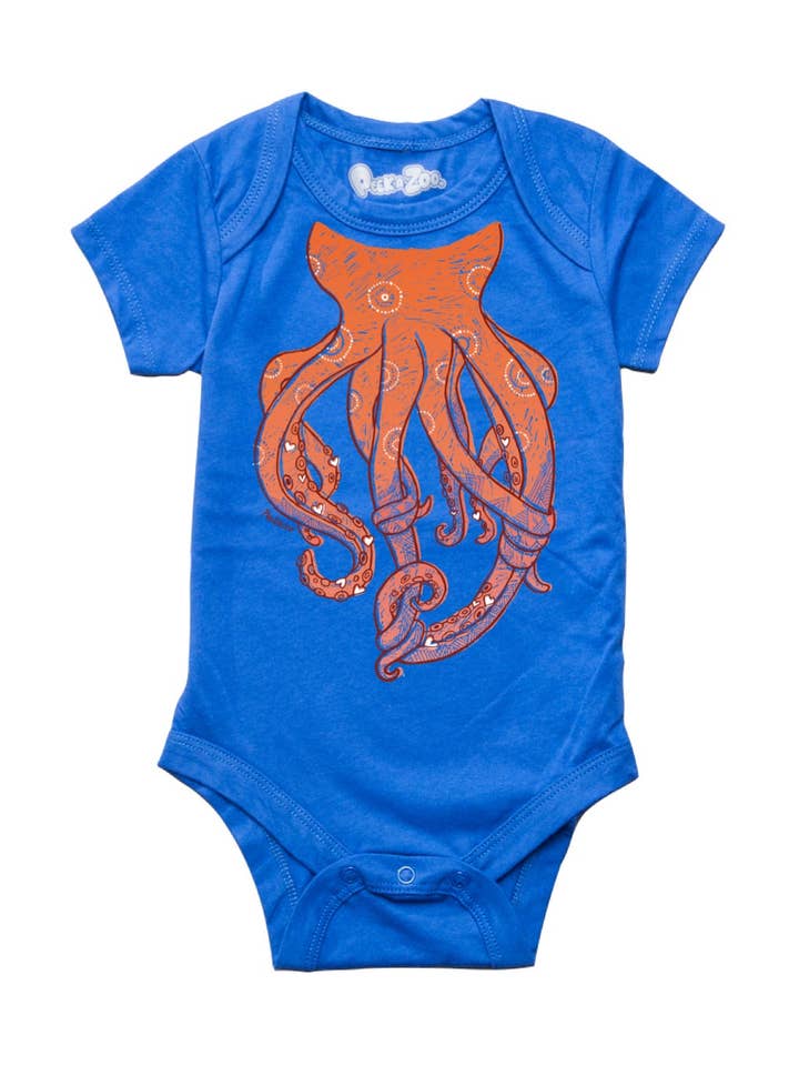 Tutina educativa per neonati con polpo pigro in blu reale per la vendita all'ingrosso da parte di Peek-A-Zoo