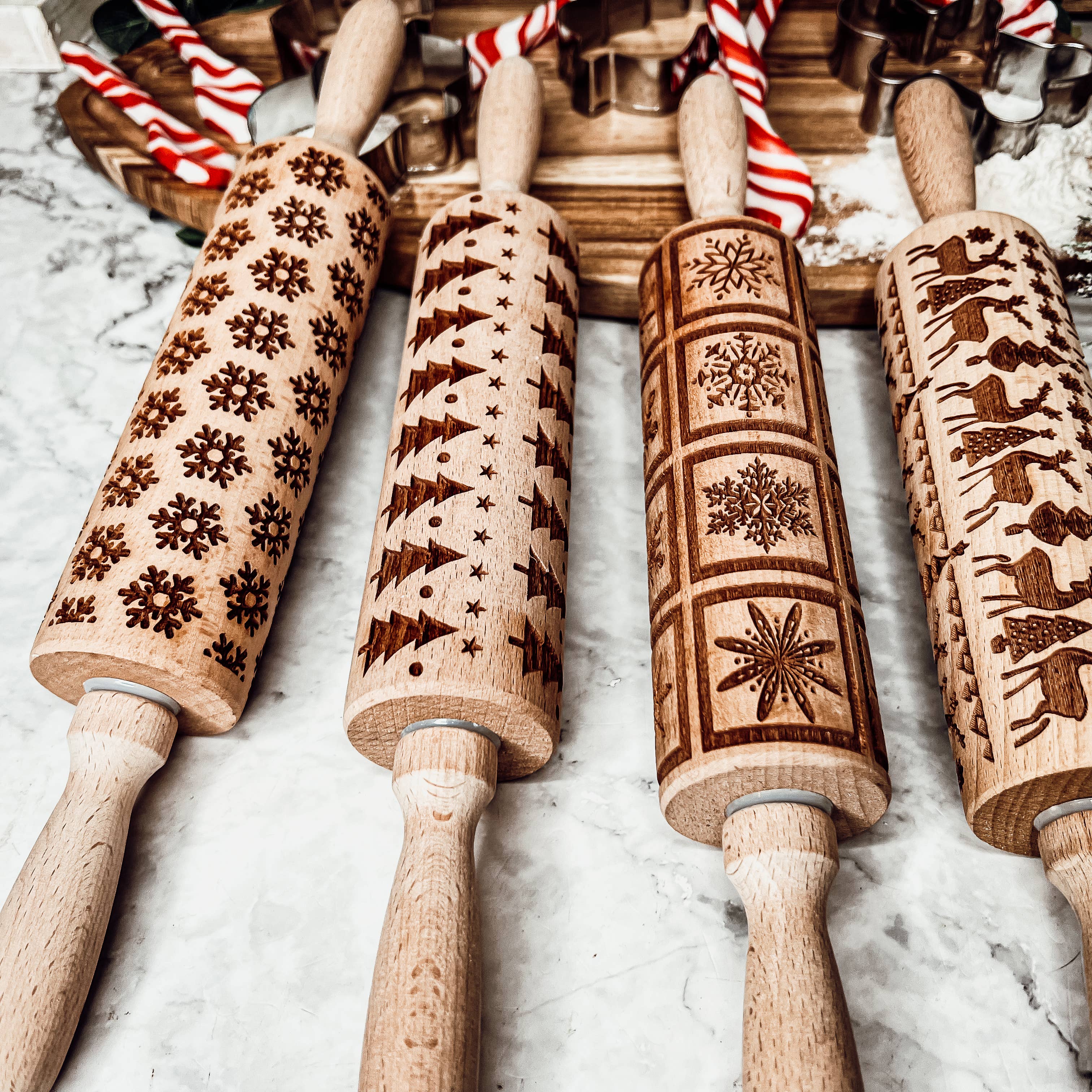 Gia Roma - Wholesale Rolling Pin - Christmas Cookie Cutter Baking Gift Set Wooden Rolling Pins 24