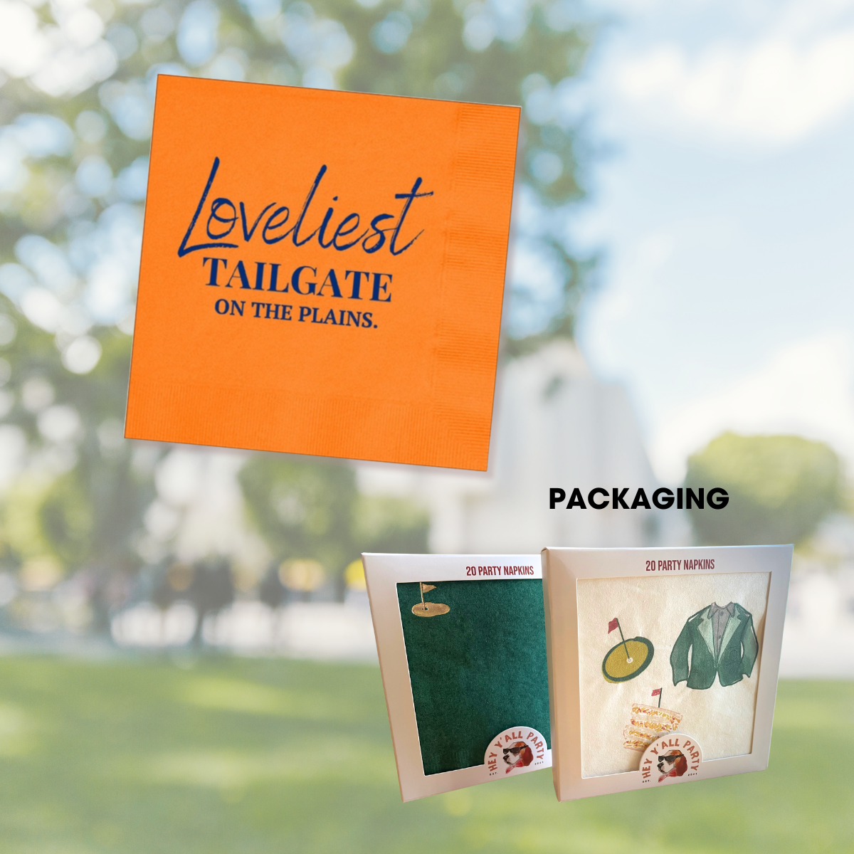 Hey Y'all Party - Wholesale Disposable Napkin - Loveliest Tailgate on The Plains Orange Foil Party Napkins2