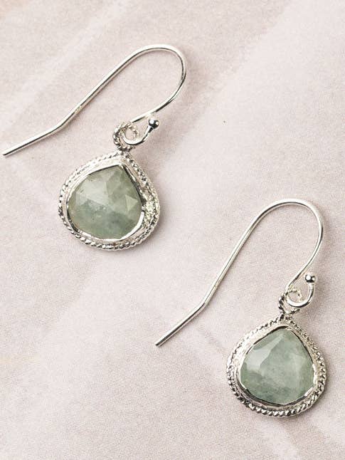 Favorites Silver Aquamarine Bezel Simple Earrings for wholesale by Anne Vaughan Designs Jewelry