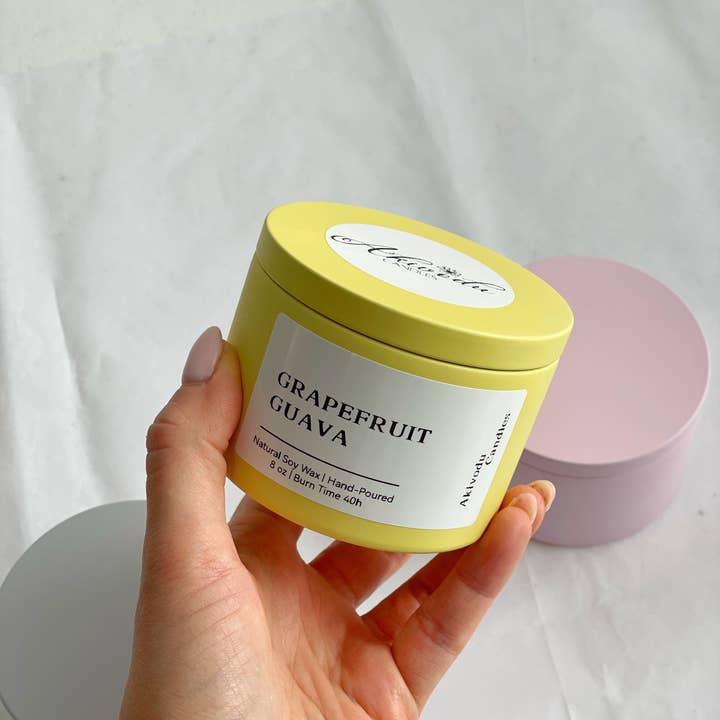 Akivodu Candles - Vente Bougie en bocal - Bougie d'été 8 oz mèche en bois | Plusieurs parfums4