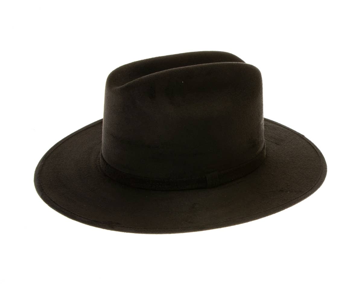 DNMC - Wholesale Fedora - Women's - Flat Brim Western Rancher Hat - Premium Vegan Suede1