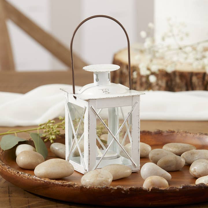 Kate Aspen - Wholesale Candle holder - Luminous Distressed White Mini-Lantern Tea Light Holder1