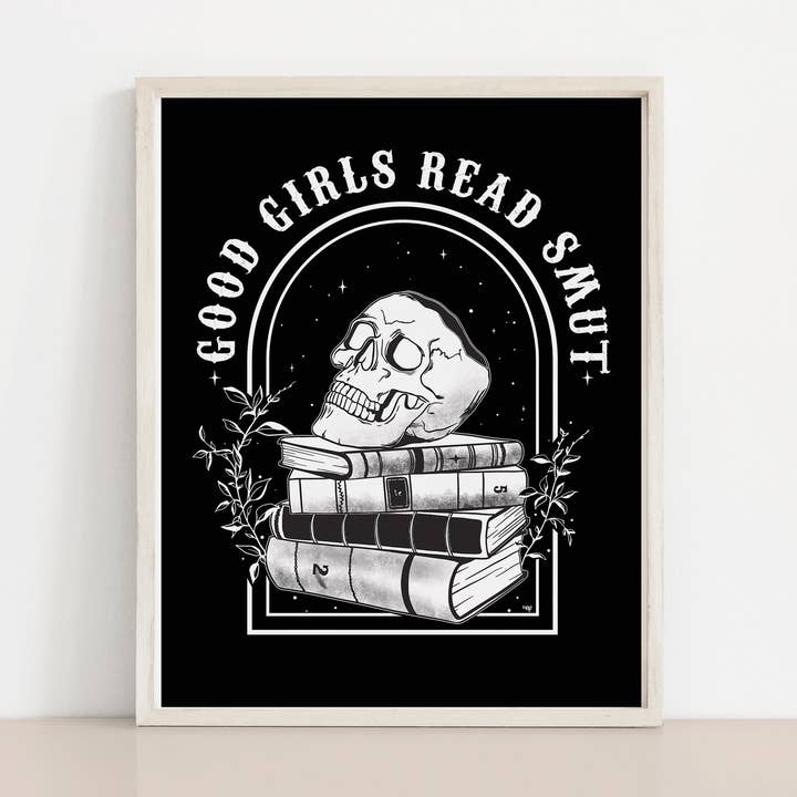 8,5 x 11 Good Girls Read Smut Skull Zwart voor wholesale door Meli TheLover