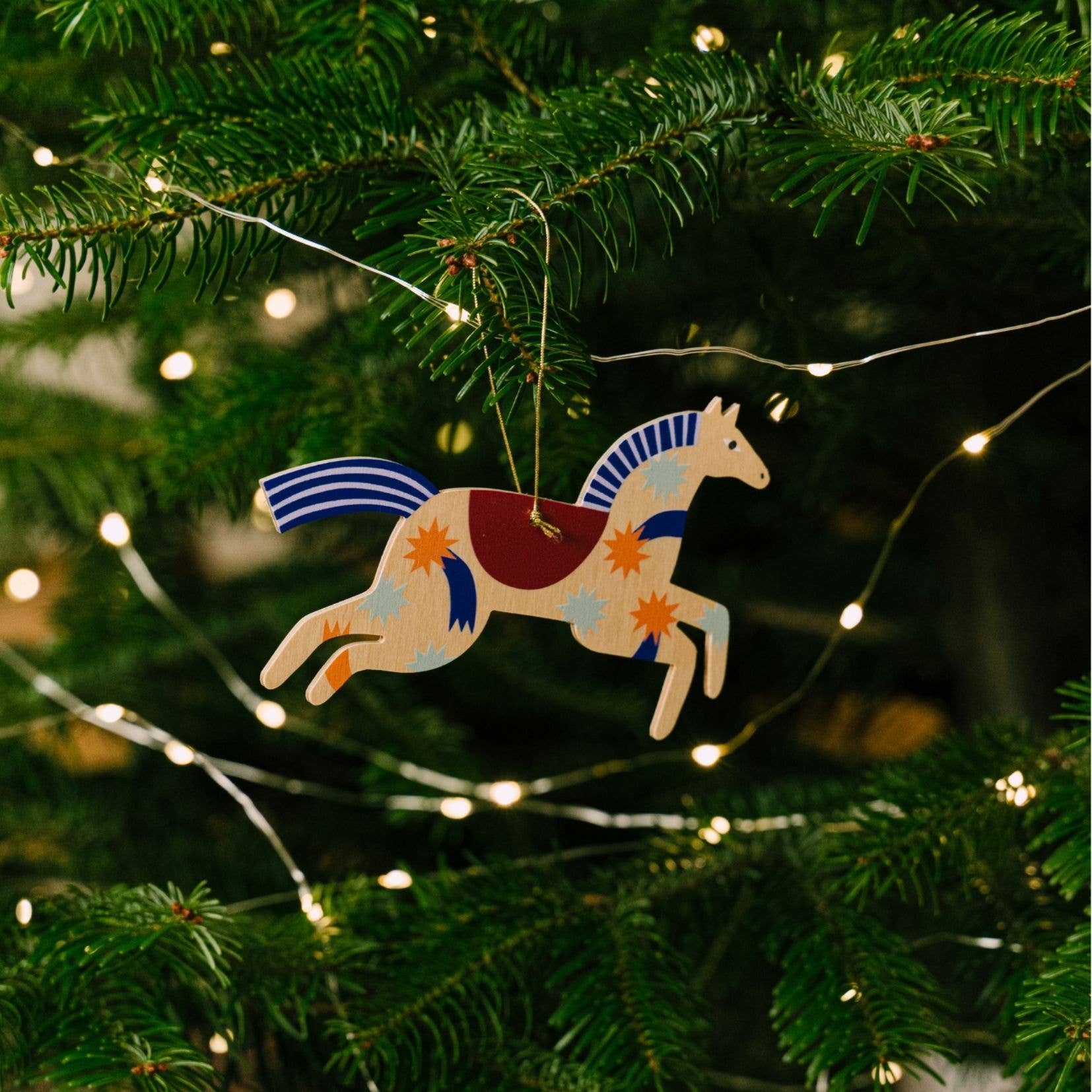 milin - Wholesale Tree Topper - Wooden Horse Christmas Ornament, Scandinavian Folk Style 1