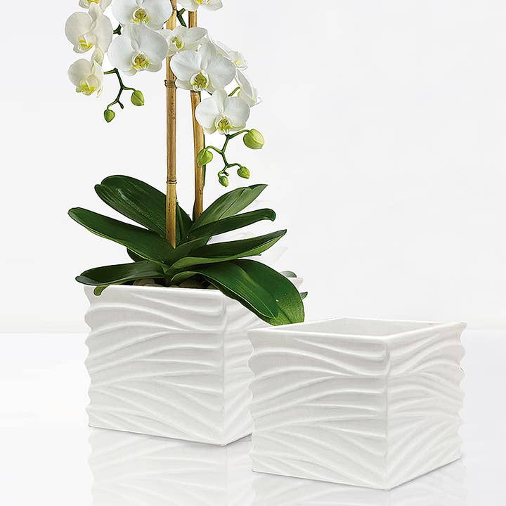 Haut 6,25 po x 6,25 po | Pot carré moderne en céramique, blanc pour la vente par Galore Home