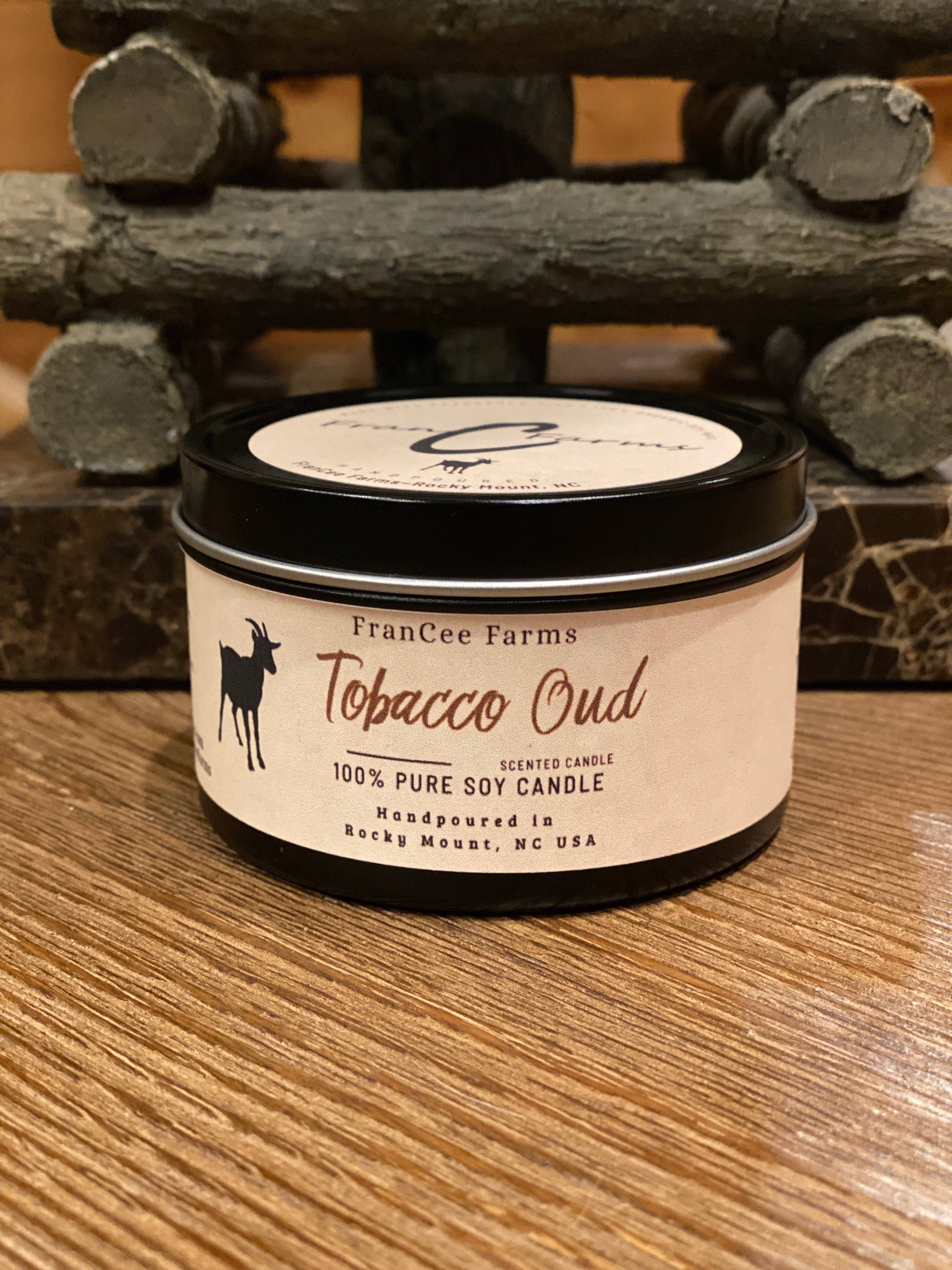 FranCee Farms - Wholesale Travel Candles - Tobacco Oud Candle Tin1