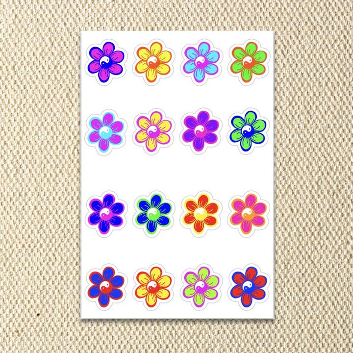Flower Sticker Sheet for wholesale by All Seeing Studios