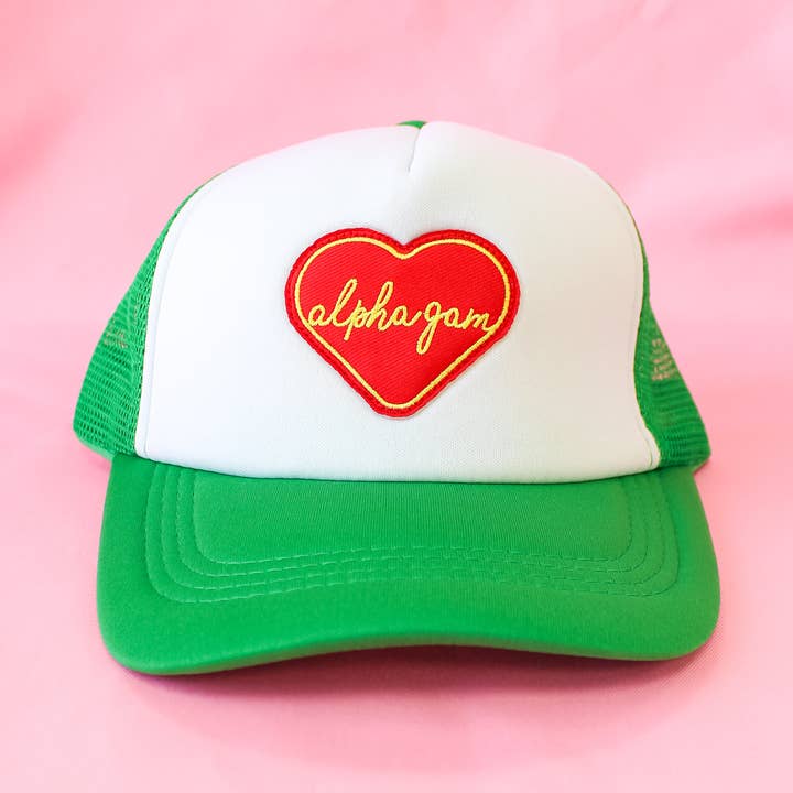 Duo Threads - Wholesale Trucker Hat - Women's - Alpha Gamma Delta Sorority Heart Trucker Hat0