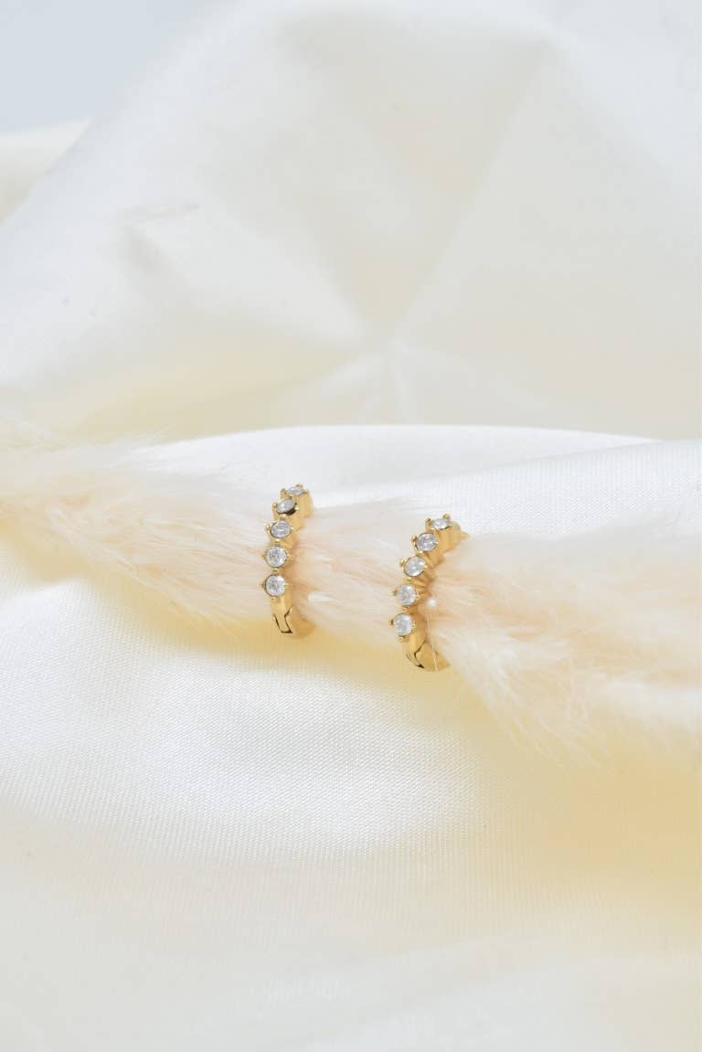 Kapyco - Wholesale Hoop Earrings - Mini Creole rhinestone in stainless steel - BO1004141
