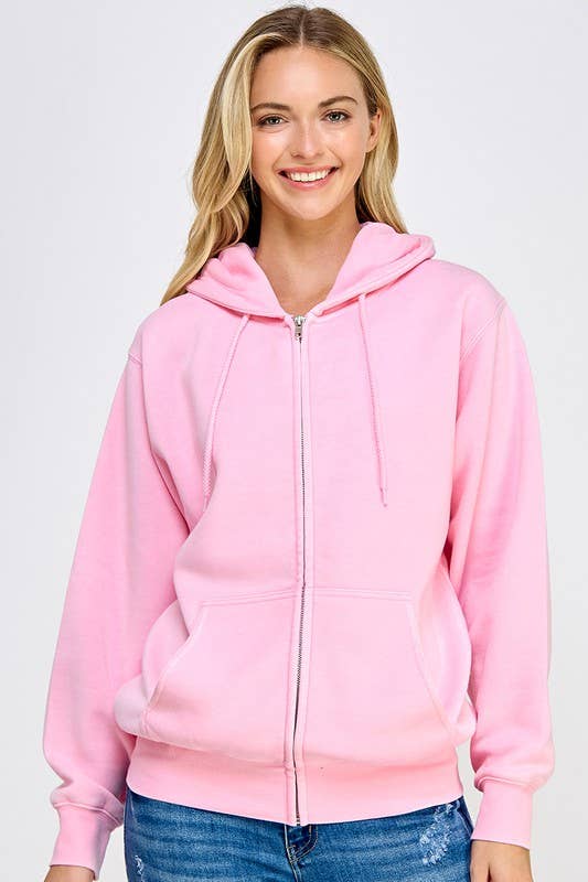 Vanilla Monkey - Wholesale Hoodie - Women's - Fleece Burn Out Boyfriend's Oversized Zip Up0