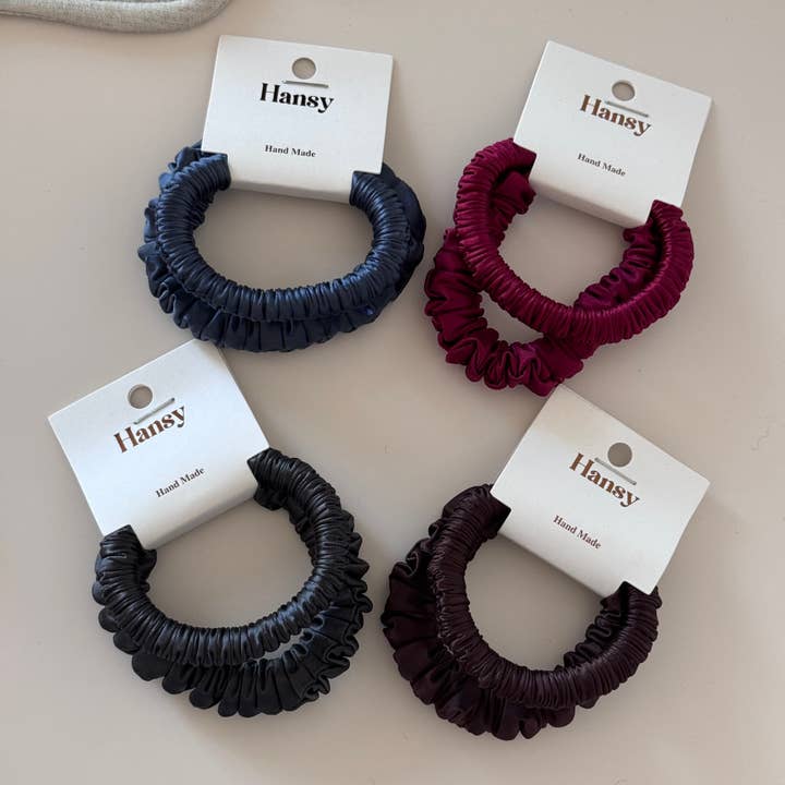 SoapElenGlen - Wholesale Scrunchie - Women’s - Elegant Satin Ruched Scrunchies Set, Minimalist Hair Ties12
