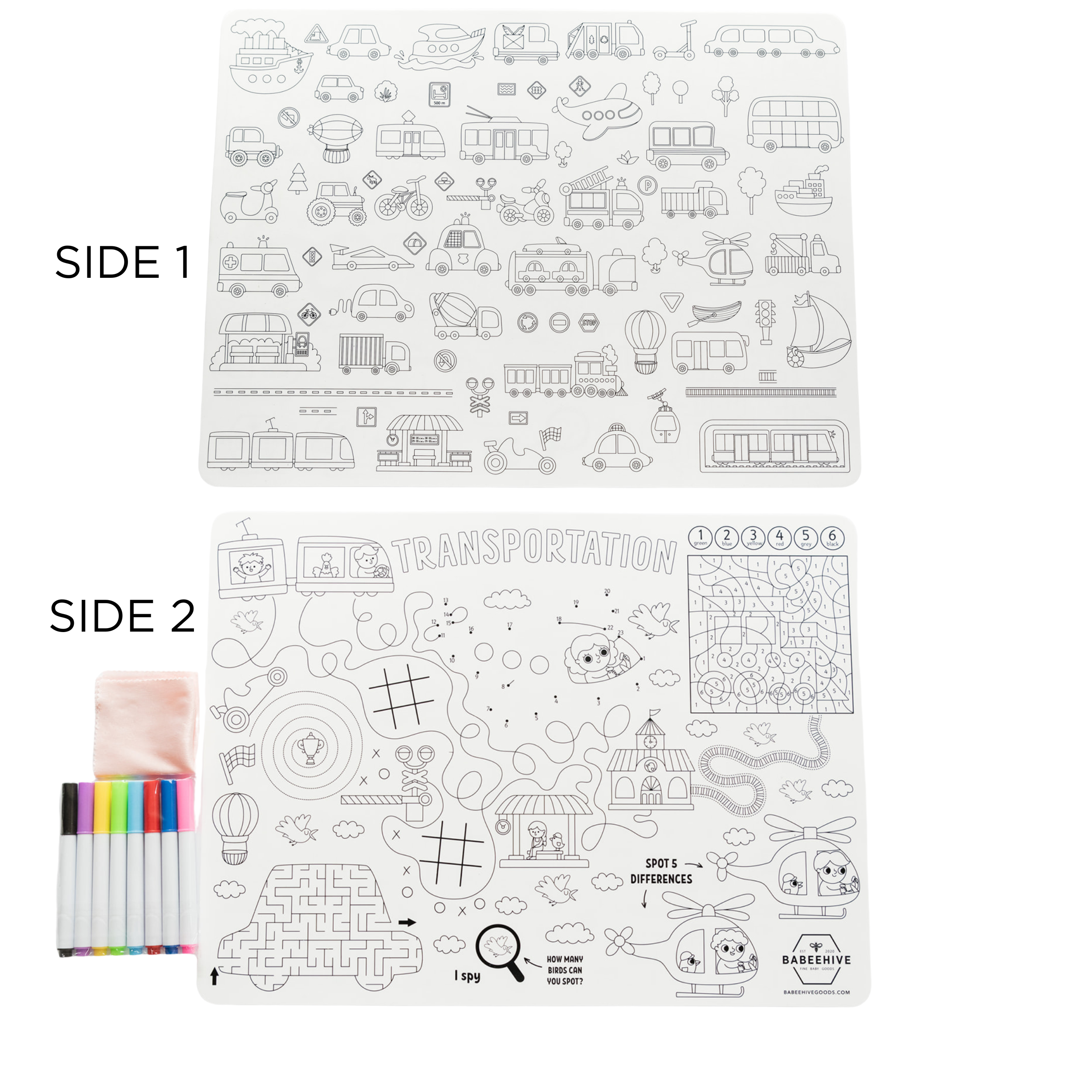 Babeehive Goods - Wholesale Coloring Mat - Kids & Baby - Silicone Reusable Coloring Placemat23