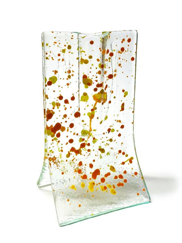 Vaso Pequeno 8X13 Cm Manchado em Amarelo-Laranja por atacado de CARNEOL GLASS