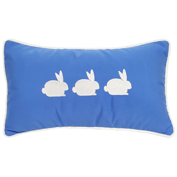 Nantucket Bound - Wholesale Throw/Decorative Pillow - Three Bunnies in Capri Blue
