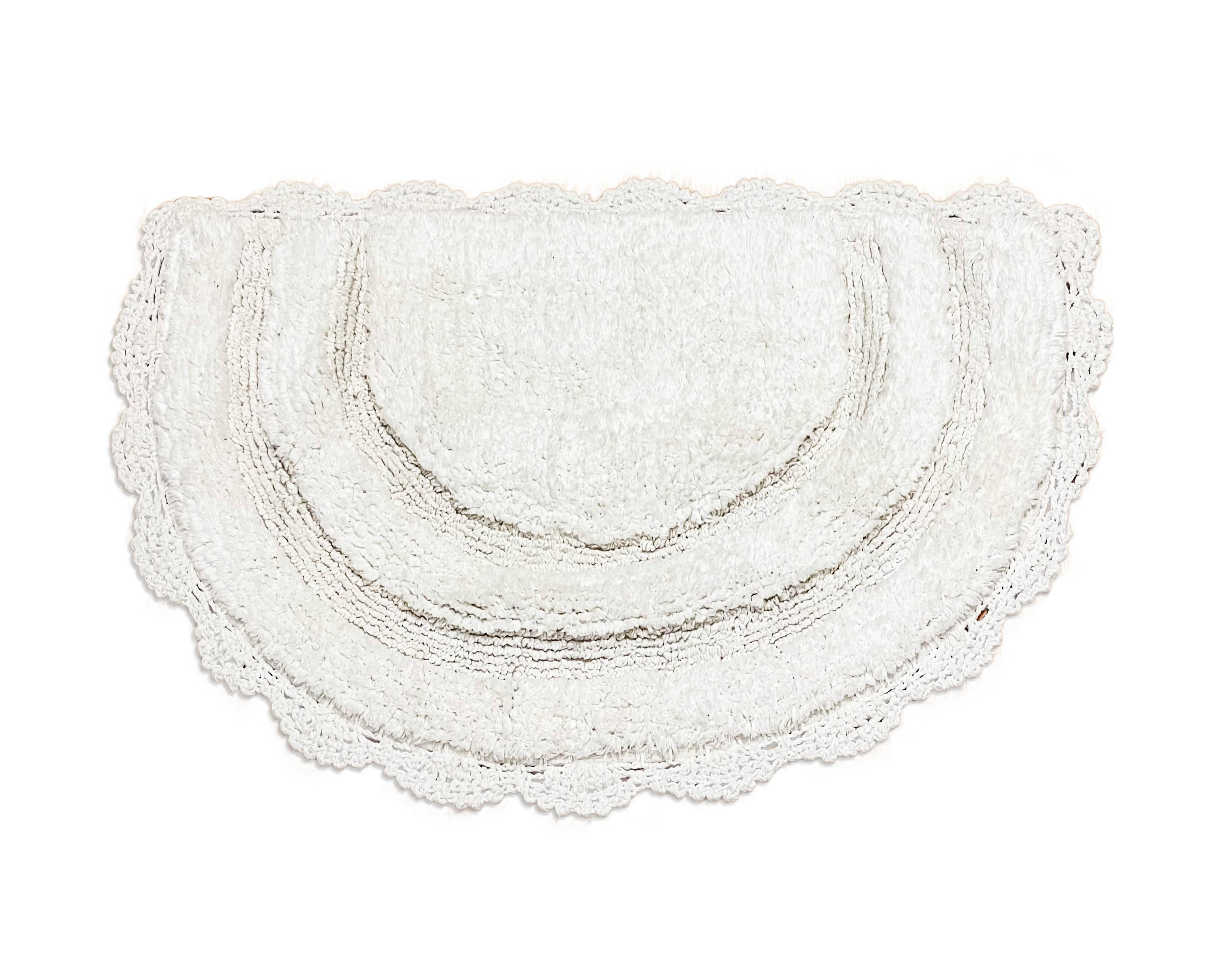 Wholesale CROCHET SEMI CIRCLE BATH MAT, WHITE, 20''x32'' 100 COTTON