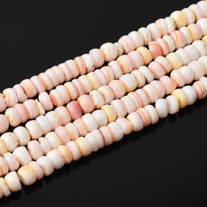 Missangas Rondelle de Madrepérola Rosa 3x4mm Concha Natural FWP087 por atacado de Beads Creation