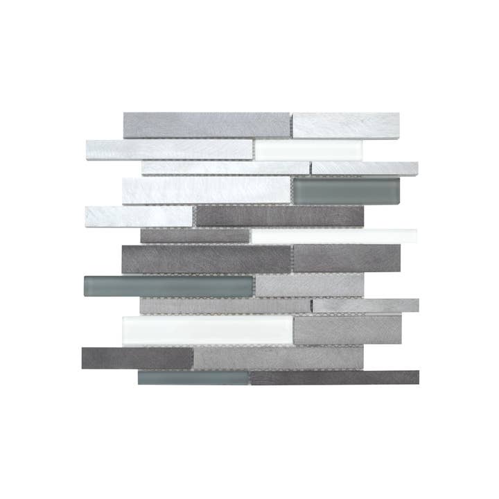 Twilight Interlocking Mixed Aluminum and Glass Mosaic Tile, Backsplash for Kitchen and Living Space - 10 Square Feet Per Carton for wholesale by WS Tiles