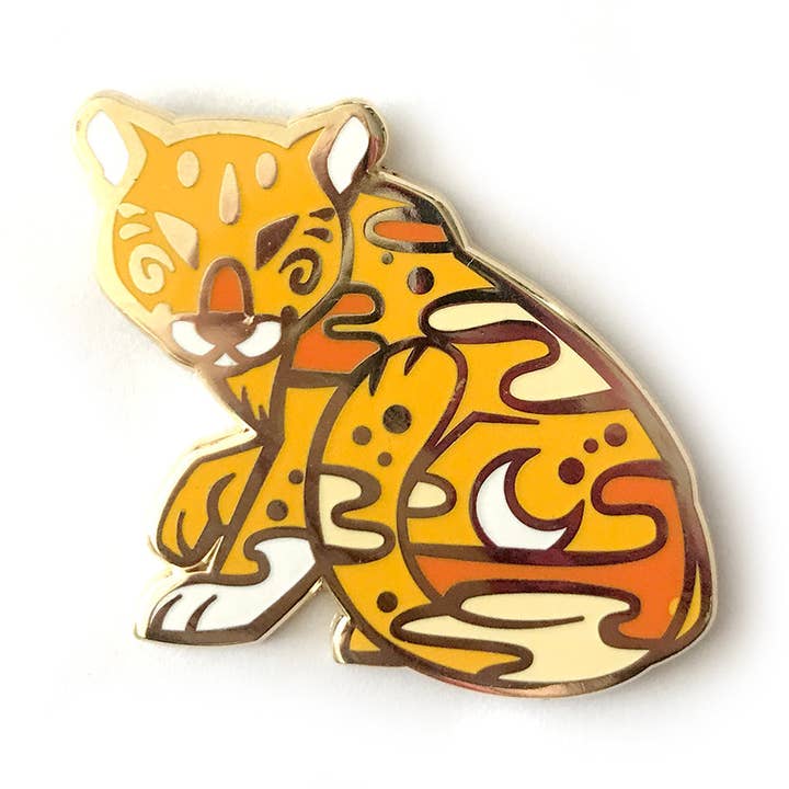 Spilla smaltata Golden Night Panther per la vendita all'ingrosso da parte di ShinePaw Design