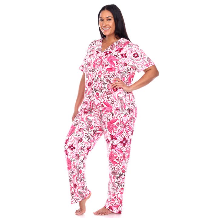 WHITE MARK - Vente Haut et bas de pyjama – femme - Pyjama Tropical - Grandes Tailles17