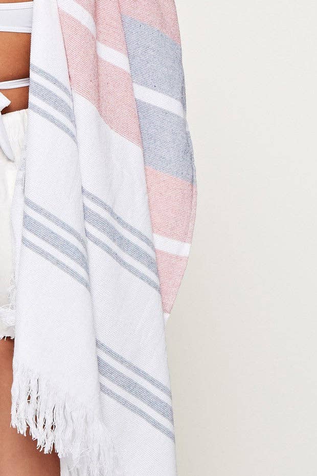 Red Navy Stripe Lightweight Multi-Striped Cotton Towel for wholesale on Faire3