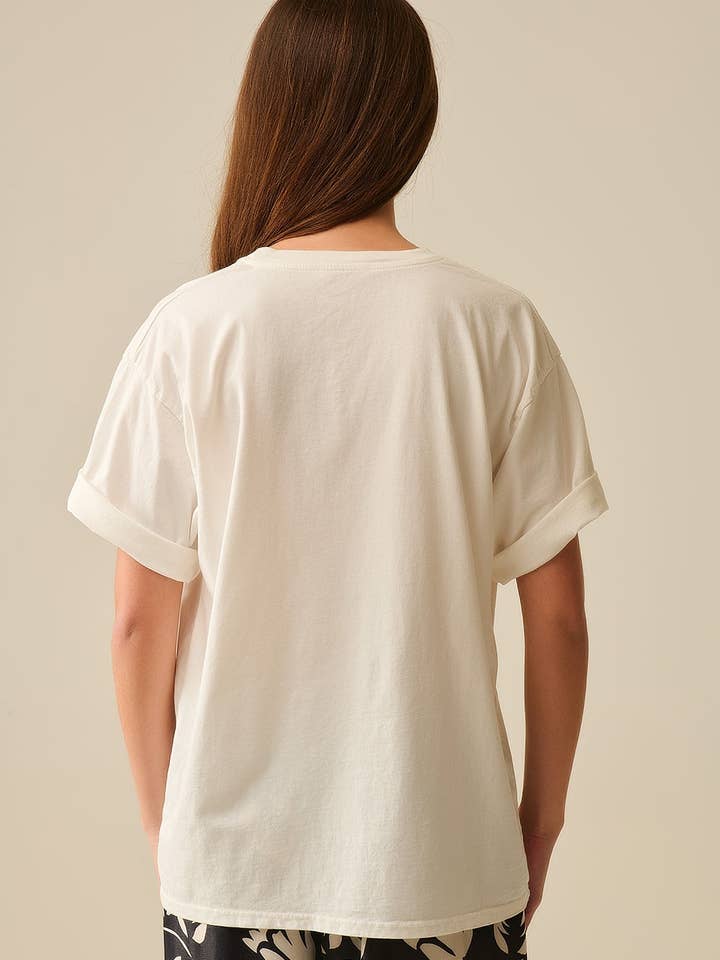 White Relaxed CIAO T-Shirt With Green Letters for wholesale on Faire1