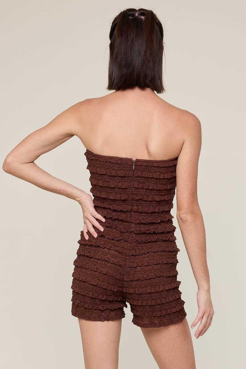 Sky to Moon - Wholesale Romper - Women's - FULLBODY TIERED LACE RUFFLE TUBE MINI ROMPER2