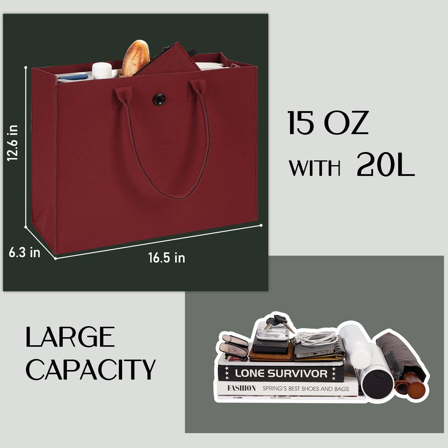 wandf – wholesale Livsmedels-/Shoppingväska – ECOHUB tålig återanvändbar kasse i återvunnet filttyg4