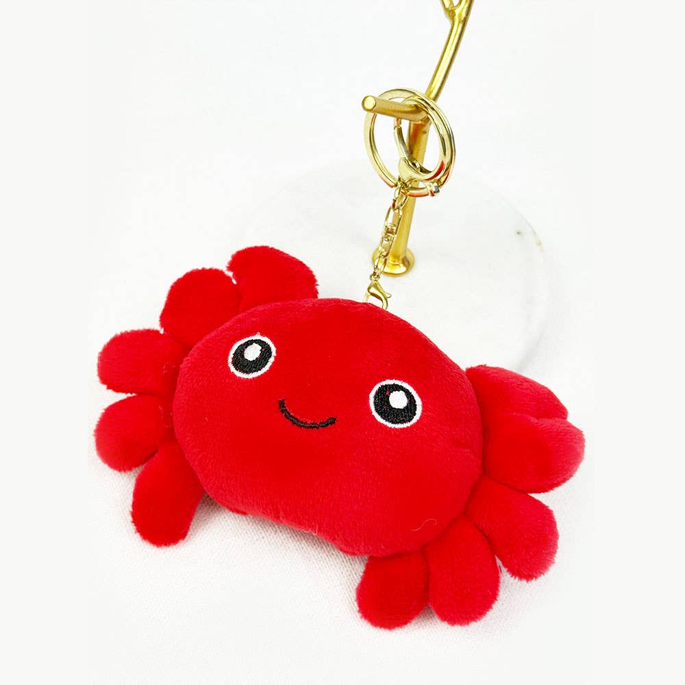 Red Smiley Crab Plushie Key Chain for wholesale on Faire1