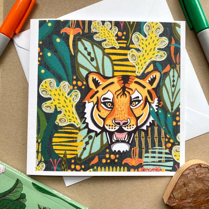 Tiger Greetings Card, Tiger Birthday Card, Year of the Tiger for wholesale by Slumbermonkey Designs