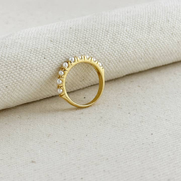 GoldFi - Wholesale Band/Stacked Ring - 18k Gold Filled Fresh Water Pearl Band Ring