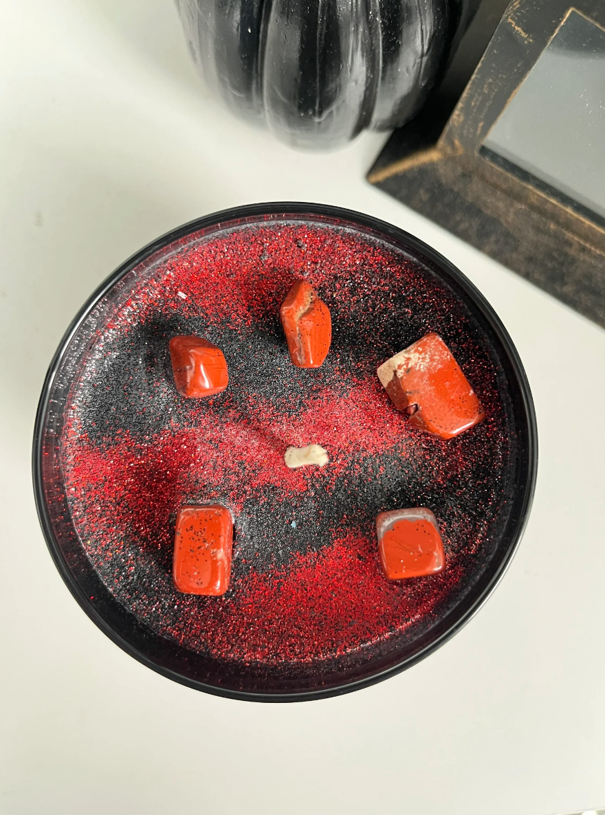 Moonlight & Mindfulness - Wholesale Jar/Filled Candle - Horror Movie Crystal Candles, 100% Soy Wax, Spooky Decor8