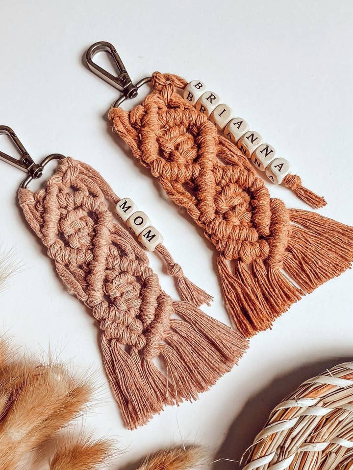Macrame Keychain Boho Bag Charm Personalized Unique Gifts for wholesale by Naorvi Macrame