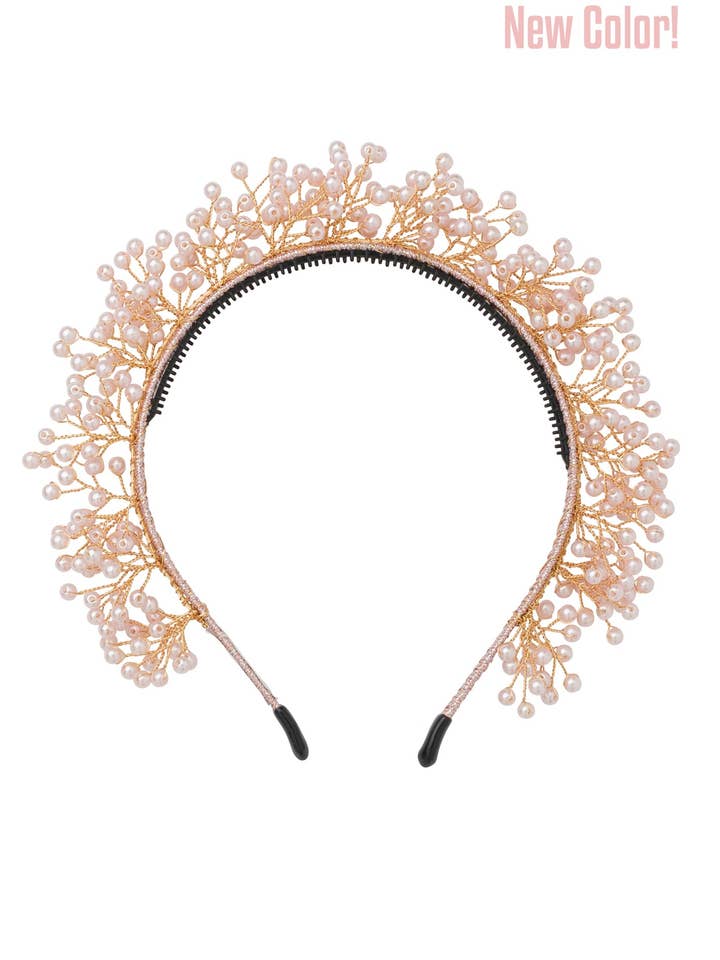 Baby's Breath Royal Headband - Pink Pearl for wholesale by Project 6 NY Kids