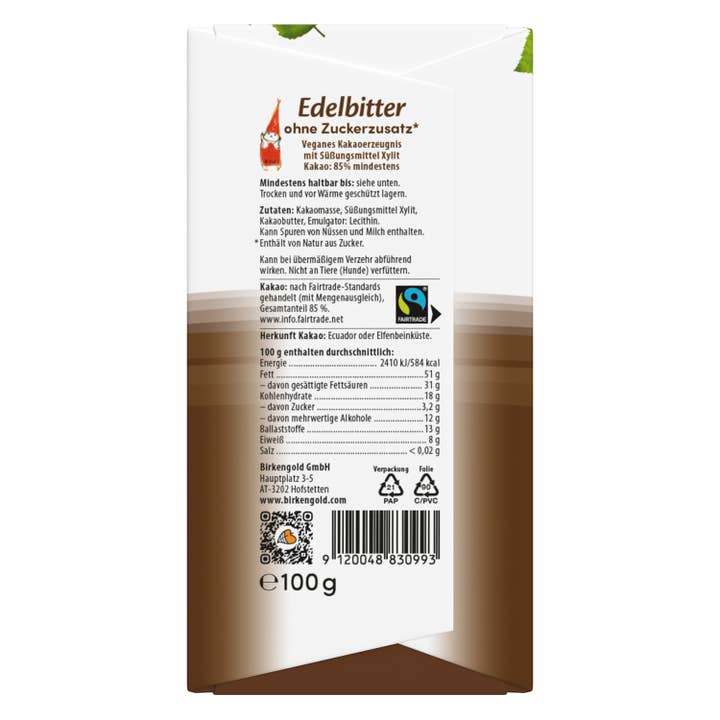 Birkengold - Vendita all'ingrosso Cioccolato - Cioccolato fondente Birkengold con xilitolo