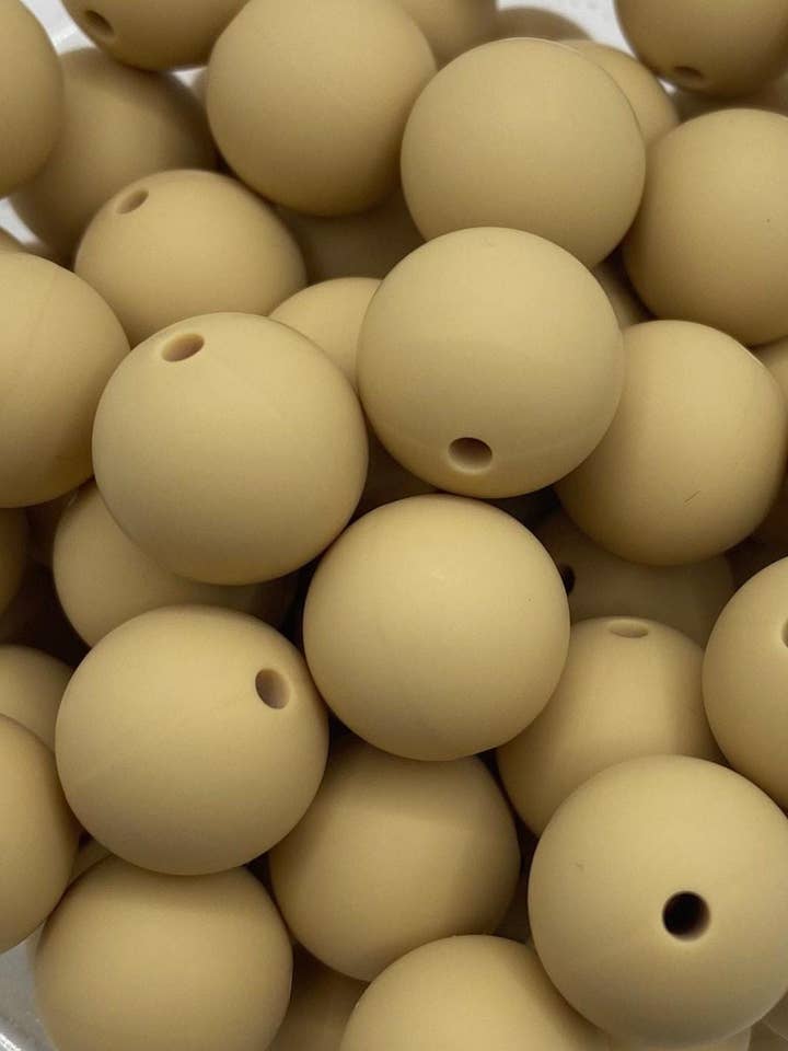10 Oatmeal Solid Round Silicone Beads - 15mm for wholesale by ASAP Craft Supplies