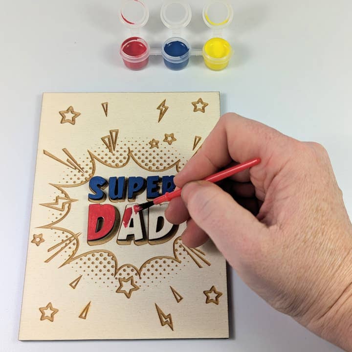 Chikai Shop - Wholesale DIY craft kit - DIY Father's Day card wood with paint and brush dads gift1